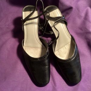 Women’s black leather sandals